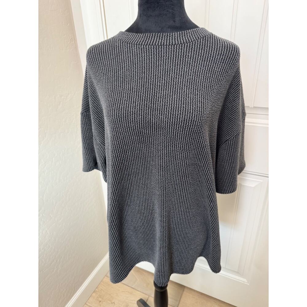 Timeless Brand Oversized Boxy Women's Short Sleeve Pullover (M) Dark Gray Comfy
